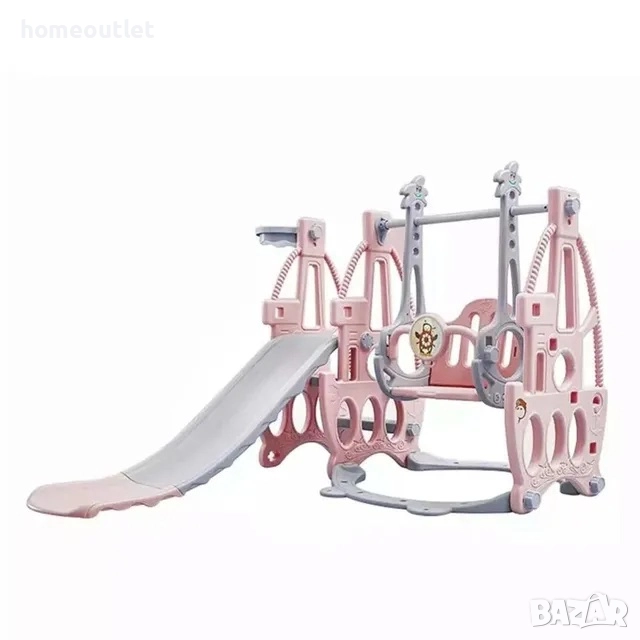 ПРОМОЦИЯ Детска пързалка 3-в-1 с люлка и баскетболен кош LY-HDCHT-01, снимка 1