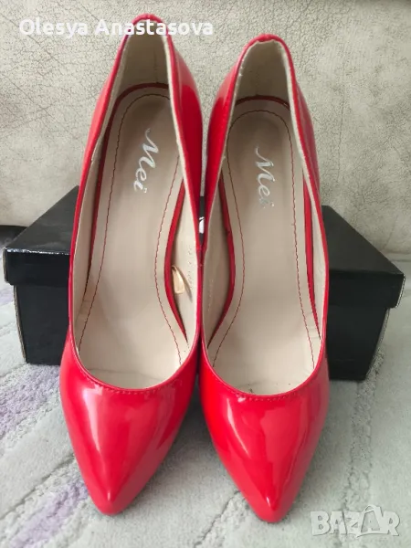 Червени лачени токчета 37 размер , снимка 1