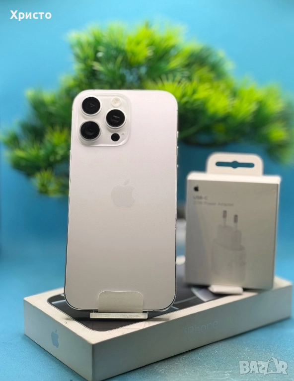ГАРАНЦИОНЕН!!! Apple iPhone 16 Pro Max, 256GB, 5G, White Titanium + подарък оригинален адаптер Apple, снимка 1