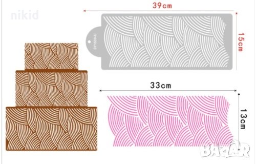 Дъги люспи стенсил шаблон за спрей за торта украса Scrapbooking, снимка 1