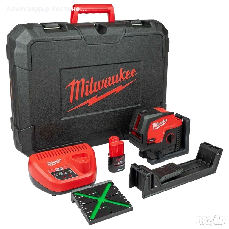 Лазерен нивелир MILWAUKEE M12 CLLP-301C, снимка 1