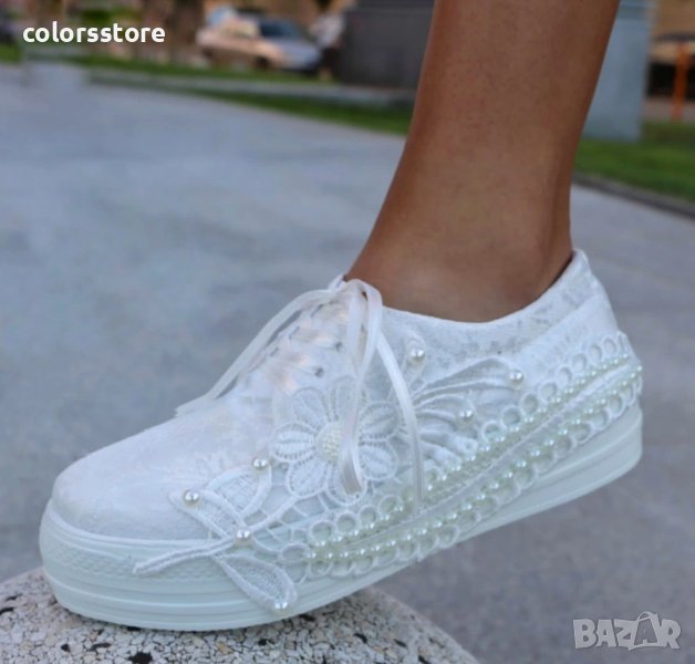 Обувки на платформа - бели - 312-4, снимка 1