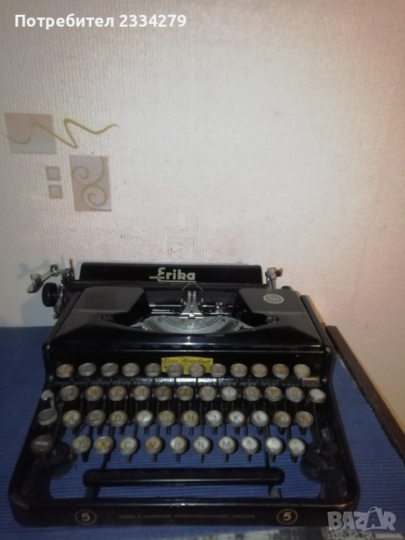 Стара пишеща машина ,,Erika 9" Germany, 1940-50год., снимка 1