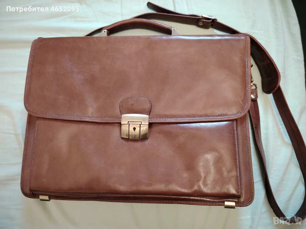 Голяма мъжка чанта от естествана кожа ART , снимка 1