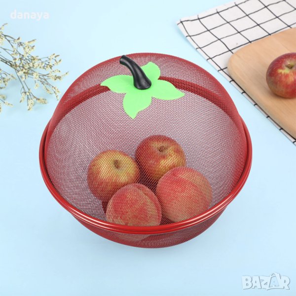 875 Метална купа с капак за плодове и зеленчуци с форма на ябълка, снимка 1