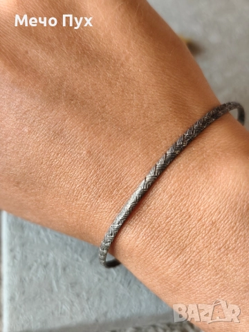 Стара сребърна твърда гривна (326), снимка 2 - Гривни - 51742260