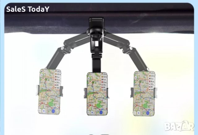 Стойка за телефон с щипка , 360, за кола, за подглавник, огледало, сенник, снимка 4 - Аксесоари и консумативи - 37379515