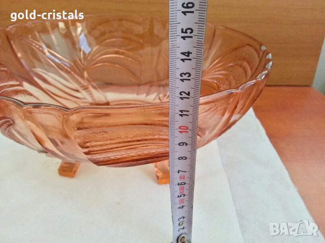 ретро стъклена купа фруктиера чиния, снимка 3 - Антикварни и старинни предмети - 26627173