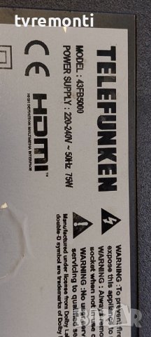 TCON VES430UNDL-2D-N12, 6871L-3806B, 6870C-0532A for, TELEFUNKEN 43FB5000, снимка 5 - Части и Платки - 39603120