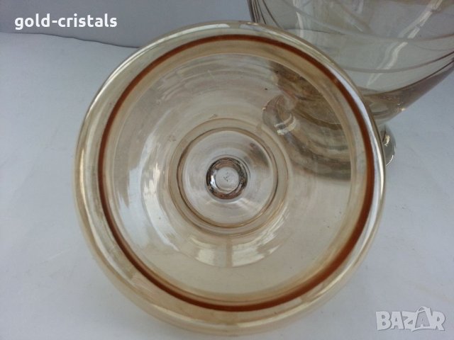  стъклена купа буркан с капак цветно стъкло , снимка 5 - Антикварни и старинни предмети - 33117275