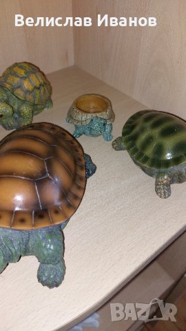 Колекция градинска/домашна декорация костенурки от полирезин. 5 броя фигури в различни размери.