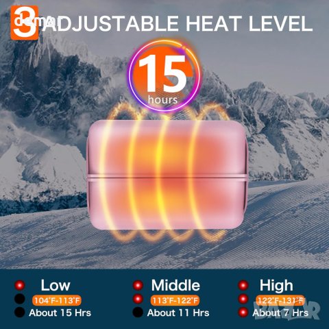 Акумулаторни нагреватели за ръце 2 бр., розови, снимка 4 - Други стоки за дома - 43134639