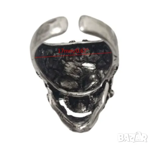 готик пръстен с череп, снимка 2 - Пръстени - 48709156