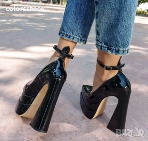 Обувки на ток - черен лак - VT2, снимка 2 - Дамски обувки на ток - 40078337