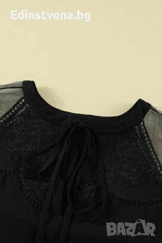 Дамска елегантна блуза в черно с дълъг ръкав, снимка 9 - Блузи с дълъг ръкав и пуловери - 43503229