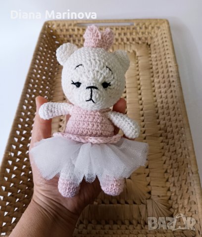 Мече балерина, детска играчка ръчна изработка, плетени играчки, подарък за дете, снимка 4 - Плюшени играчки - 43170621