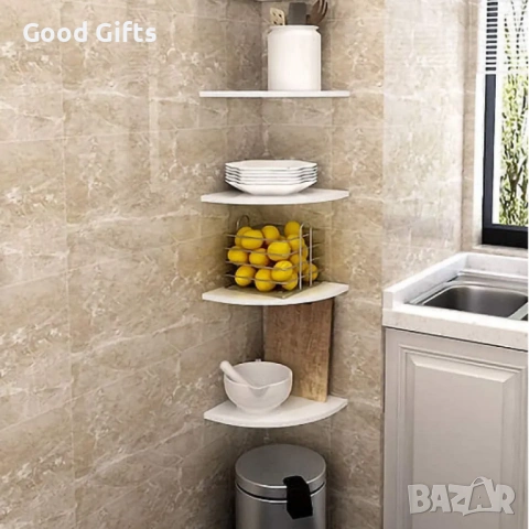 Комплект 4 бр. Окачени Ъглови Рафтове EV1013 – Минималистичен Стил и Ред, снимка 4 - Други стоки за дома - 53287269