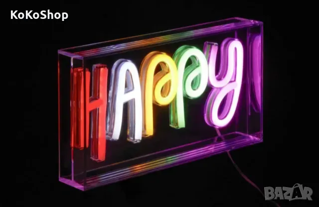 Лампа с надпис с "Happy"/LED лампа/декоративна лампа/, снимка 2 - Настолни лампи - 49962394