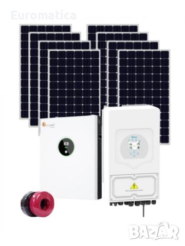 Автономна соларна система 5.5 kW + инвертор Deye 5 kw + 10 kwh литиева батерия - Монофазна