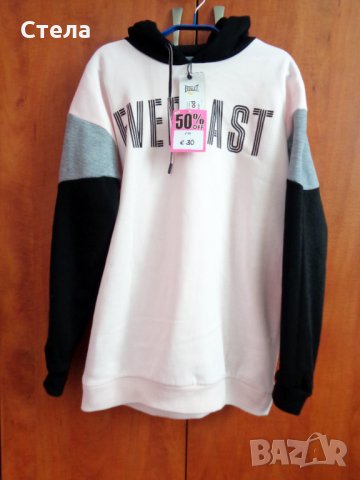 Дамски дълъг суитчър с качулка Everlast, нов, с етикет, снимка 3 - Суичъри - 25308156