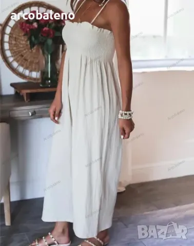 Едноцветен дамски гащеризон без ръкави с висока талия, 4цвята , снимка 6 - Гащеризони - 49736382