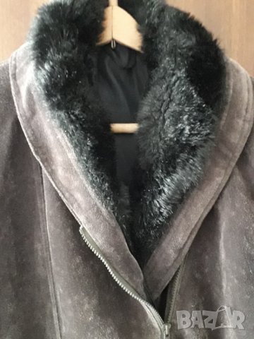 Дамско палто зимно с кожена яка р-р L-XL