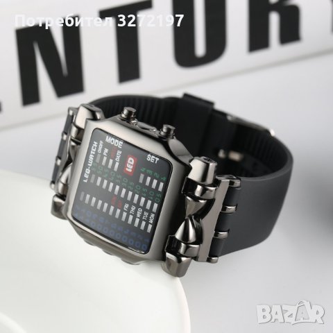 ILOVEDIY LED часовник, модерен дизайн, неръждаема стомана, черен бинарен светещ LED електронен 