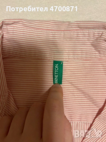 Розова дамска риза BENETTON, снимка 2 - Ризи - 52998941
