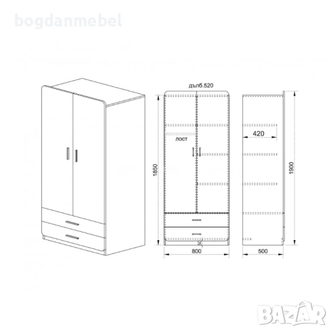 Гардероб Модел 1030, снимка 2 - Гардероби - 53563609