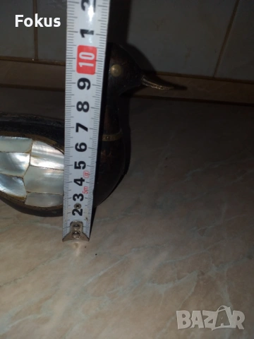 Страхотна дървена патица патка с месинг и седеф, снимка 5 - Антикварни и старинни предмети - 53356453