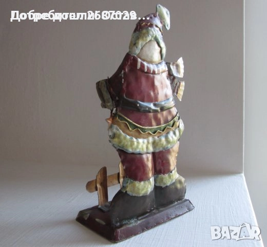 Дядо Мраз -  керамика, стара фигура, свещник и запалка Коледа, антика, снимка 14 - Декорация за дома - 38976631