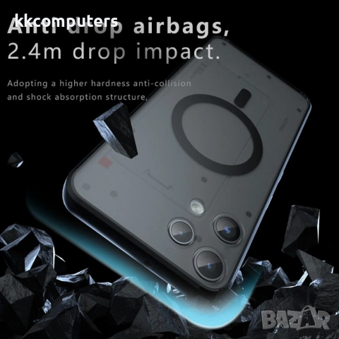 Защитен Калъф за Nothing Phone (3a) Lite 5G - PC+TPU, Матов, Магнитен, Вкл. Протектор - Прозрачно Че, снимка 3 - Резервни части за телефони - 53412719