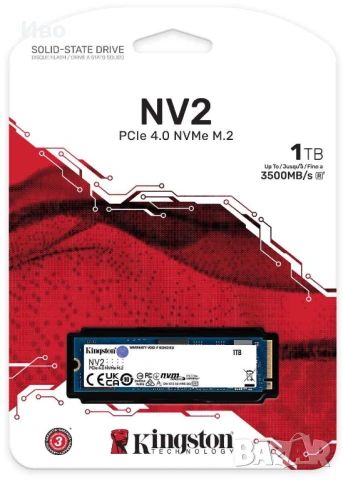 Нов 1 TB SSD Kingston NV2, NVMe, PCIe 4.0, M.2, с 3 години гаранция