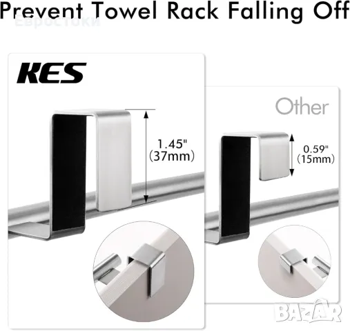 KES SUS304 Поставки за кухненски кърпи за окачване на вратата Неръждаема стомана, 2 броя KTH200S26-2, снимка 4 - Закачалки - 48922354