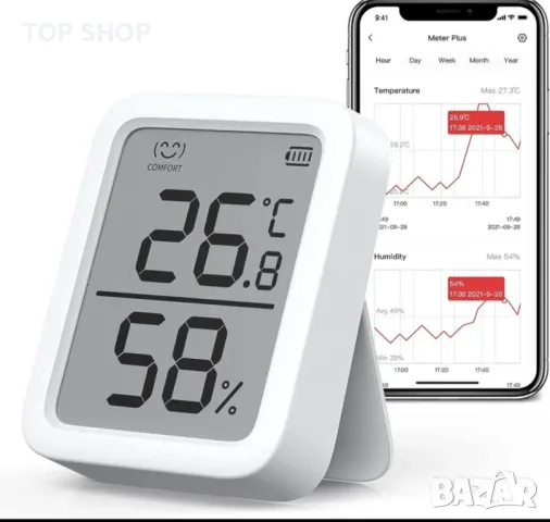 SwitchBot Термометър Хигрометър, Bluetooth вътрешен измервател на влажност за дома, Температурен сен