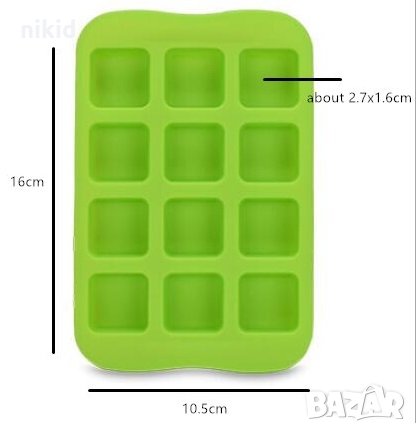 12 квадратчета кубчета силиконов молд форма фондан шоколад бонбони гипс лед, снимка 2 - Форми - 32508427