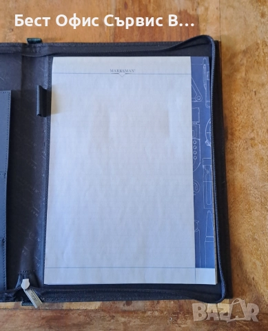 папка луксозна за документи черен с тъмно зелено с цип Марксман Marksman А4, снимка 5 - Ученически пособия, канцеларски материали - 52317894