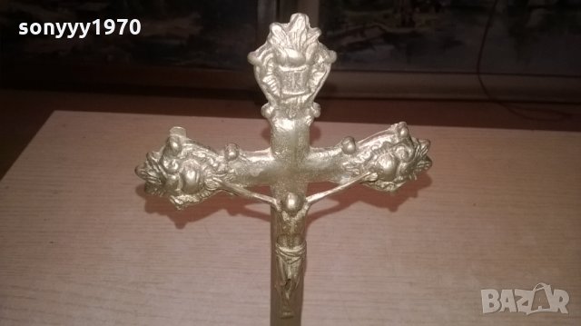 кръст с христос-21х11х8см-мед/месинг-внос швеция, снимка 4 - Колекции - 27181727