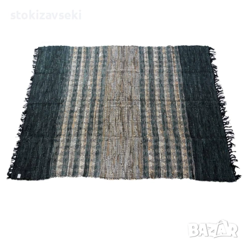 Килим тип черга с ресни, черно с бежово, 3 размера, снимка 7 - Килими - 53511558