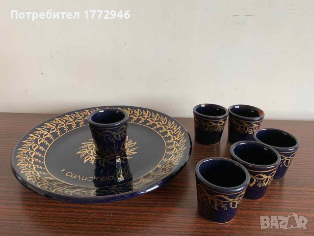 Керамична чиния с керамична чашка , снимка 2 - Антикварни и старинни предмети - 36544138