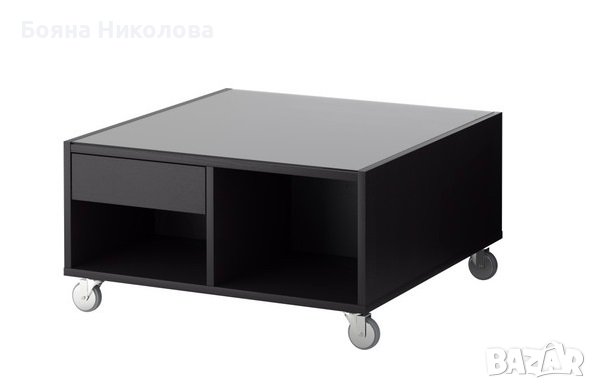 Холна маса на колелца, със стъкло, чекмедже и полици, Икеа, снимка 6 - Маси - 42366101