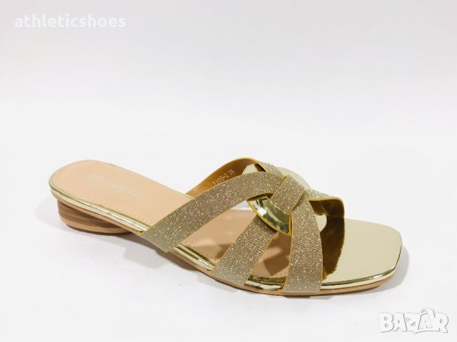 Дамски официални чехли в златно ,сребърно и черно, снимка 4 - Чехли - 32951781