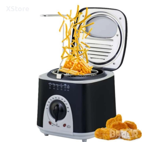 Фритюрник и уред за приготвяне на фондю, 950W 80°-190°С, 1л., 6 бр. вилици, Черен, снимка 3 - Фритюрници - 52436278