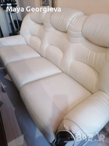 Кожена холна гарнитура , снимка 2 - Дивани и мека мебел - 53259620