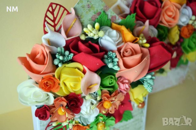Цветя от фоам в кутия за ръчна изработка, снимка 12 - Изкуствени цветя - 31506690