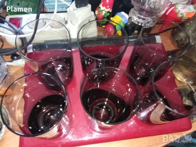 Стъклен сервиз 6 чаши опушено стъкло , снимка 1