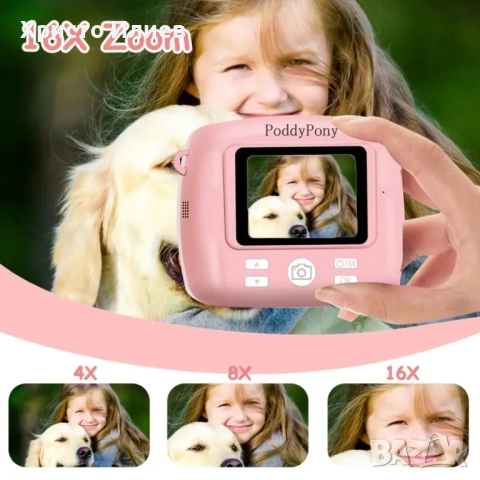 Фотоапарат с принтер за деца Фотоапарат за моментални снимки с принтер Лилав Розов Син, снимка 10 - Други - 52647134