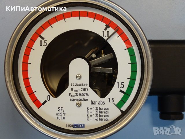 Ел. контактен манометър Wika SF-6 pressure gauge Ф100 0-1.6 bar, снимка 3 - Резервни части за машини - 40620241