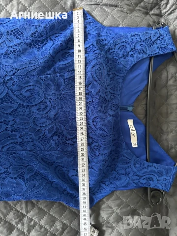 Елегантна дантелена рокля в кобалтово синьо, снимка 6 - Рокли - 51081382