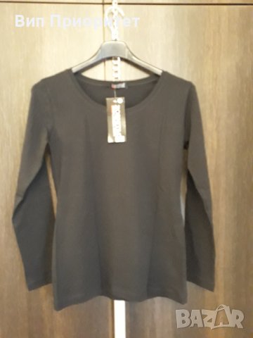 Чисто нова черна блуза дълъг ръкав, с етикета , изчистена , памук+еластан , различни рри, гарваново 